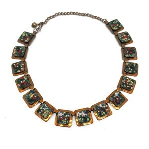 Matisse Renoir Copper and Enamel Square Link Necklace